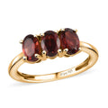 Mozambique Garnet 3 Stone Ring in Vermeil YG Over Sterling Silver (Size 5.0) 1.70 ctw - Sticky add to cart bar