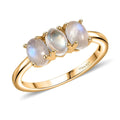 Rainbow Moonstone 2.15 ctw 3 Stone Ring in Vermeil Yellow Gold Over Sterling Silver - Sticky add to cart bar