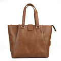 Brown Faux Leather Tote Bag (17.32"x8"x9") - Sticky add to cart bar