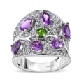 Premium Moroccan Amethyst, Multi Gemstone Ring in Platinum Over Sterling Silver (Size 6.0) 4.20 ctw - Sticky add to cart bar