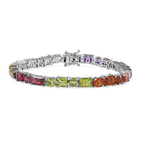 GP Multi Gemstone Bracelet in Platinum Over Sterling Silver (7.25 In) 22.30 ctw