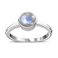Rainbow Moonstone Ring in Platinum Over Sterling Silver (Size 10.0) 0.85 ctw