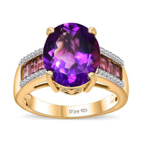 Premium Moroccan Amethyst and Multi Gemstone Ring in Vermeil Yellow Gold Over Sterling Silver (Size 10.0) 5.30 ctw