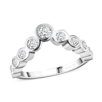 Moissanite Wishbone Ring in Platinum Over Sterling Silver (Size 6.0) 0.80 ctw