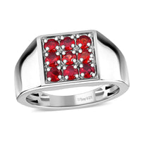 Red Sapphire Men's Ring in Platinum Over Sterling Silver (Size 10) 1.15 ctw