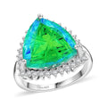 Peacock Quartz, White Zircon Ring in Platinum Over Sterling Silver (Size 6.0) 11.00 ctw - Sticky add to cart bar