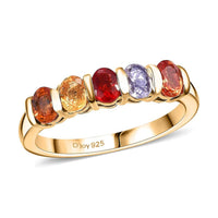 Multi Sapphire 5 Stone Ring in Vermeil YG Over Sterling Silver (Size 6.0) 1.35 ctw