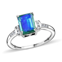 Peacock Quartz, White Zircon Ring in Platinum Over Sterling Silver (Size 7.0) 1.85 ctw