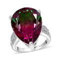 Watermelon Quartz, White Zircon Ring in Sterling Silver - Sticky add to cart bar