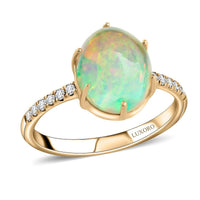Certified & Appraised Luxoro 10K Yellow Gold AAA Ethiopian Welo Opal, Diamond (G-H, I2) (0.16 cts) Ring (Size 10.0) 2.85 ctw