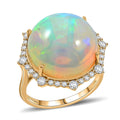 Certified & Appraised Luxoro 14K Yellow Gold AAA Ethiopian Welo Opal and Diamond Ring (Size 10.0) 4.60 Grams 11.60 ctw - Sticky add to cart bar