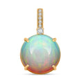 Certified & Appraised Luxoro 14K Yellow Gold AAA Ethiopian Welo Opal and G-H I2 Diamond Pendant without Chain 7.15 ctw - Sticky add to cart bar