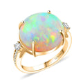 Certified & Appraised Luxoro 14K Yellow Gold AAA Ethiopian Welo Opal, Diamond (G-H, I2) (0.19 cts) Ring (Size 10.0) 7.25 ctw - Sticky add to cart bar