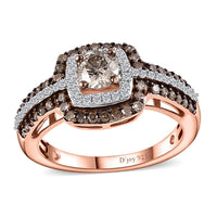 Natural Champagne and White Diamond Geometric Ring