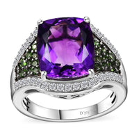 Premium Moroccan Amethyst and Multi Gemstone Ring in Platinum Over Sterling Silver (Size 10.0) 6.10 ctw
