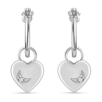 Diamond Accent Heart Earrings in Platinum Over Sterling Silver 0.05 ctw