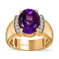 Premium Moroccan Amethyst, Moissanite Ring in Vermeil YG Over Sterling Silver (Size 10.0) 3.65 ctw - Sticky add to cart bar