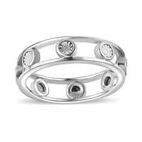 Diamond Accent Band Ring in Platinum Over Sterling Silver (Size 6.0)