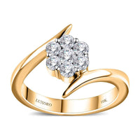 Luxoro 10K Yellow Gold Diamond (G-H, I3) Bypass Floral Ring (Size 6.0) 0.50 ctw