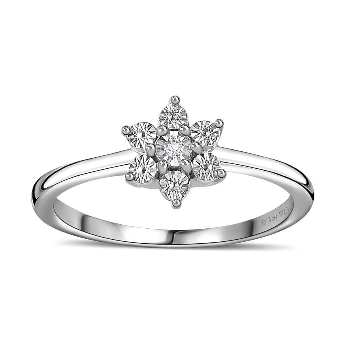 Diamond Accent Star Ring in Platinum Over Sterling Silver (Size 9.0)