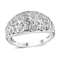 White Diamond Accent Petal Pave Ring in Sterling Silver - Sticky add to cart bar