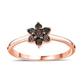 Natural Champagne Diamond Accent Floral Ring in Vermeil RG Over Sterling Silver (Size 6.0) - Sticky add to cart bar