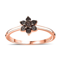 Natural Champagne Diamond Accent Floral Ring in Vermeil RG Over Sterling Silver (Size 6.0)