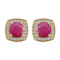 Certified & Appraised Luxoro AAA Montepuez Ruby and I2 Diamond 2.15 ctw Earrings in 10K Yellow Gold - Sticky add to cart bar