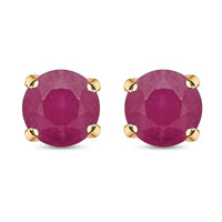 Certified & Appraised Luxoro 10K Yellow Gold AAA Montepuez Ruby Solitaire Stud Earrings 1.50 ctw