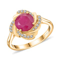 Certified & Appraised Luxoro 14K Yellow Gold AAA Mozambique Ruby and I2 Diamond Ring (Size 10.0) 4.10 Grams 2.15 ctw - Sticky add to cart bar