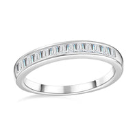 Diamond Half Eternity Band Ring in Platinum Over Sterling Silver (Size 6) 0.25 ctw