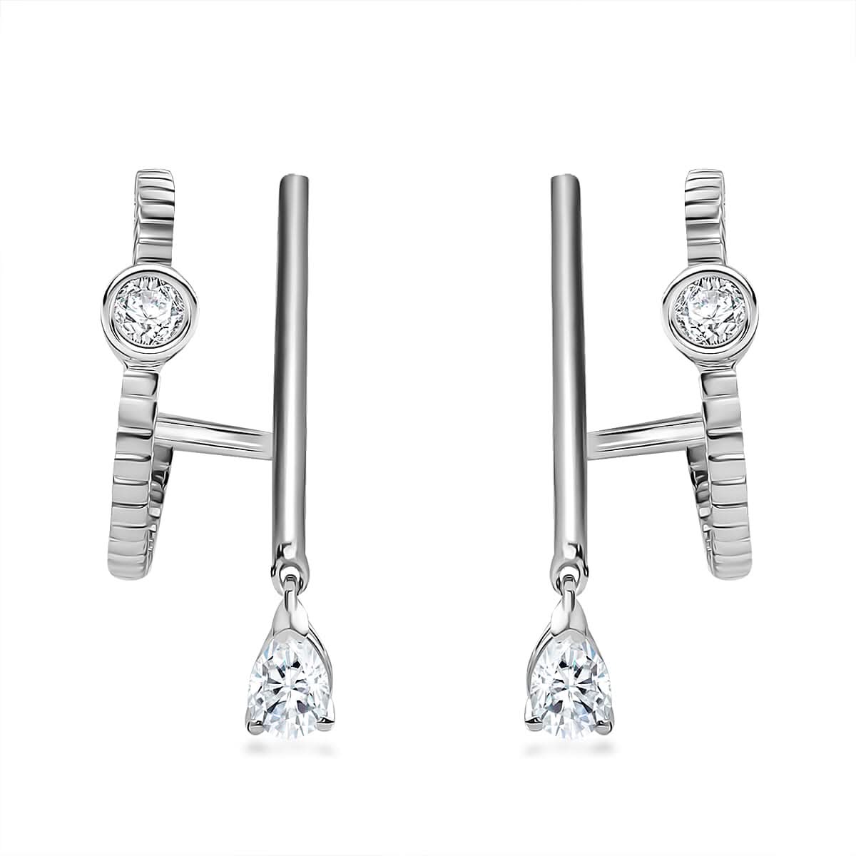 Moissanite Earrings in Platinum Over Sterling Silver 2.50 ctw