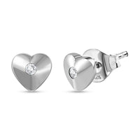 Diamond Accent Heart Stud Earrings in Platinum Over Sterling Silver