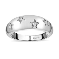 Diamond Ring in Platinum Over Sterling Silver 0.05 ctw