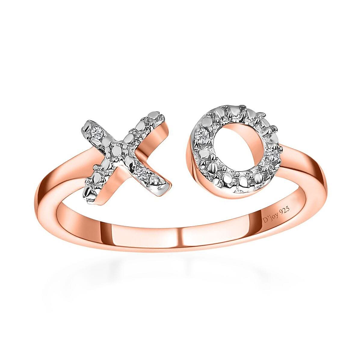 Diamond Accent XO Open Band Ring in Vermeil Rose Gold Over Sterling Silver (Size 6.0)