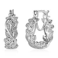 Diamond Accent Hoop Earrings in Platinum Over Sterling Silver