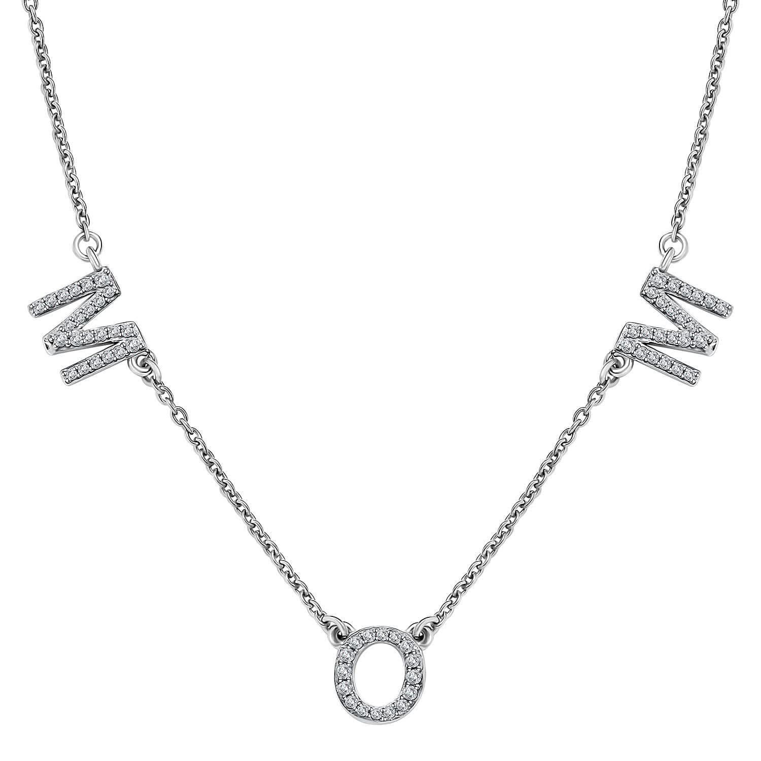 Moissanite MOM Necklace (18 Inches) in Platinum Over Sterling Silver 0.55 ctw