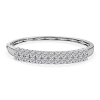 Moissanite Double Row Bangle Bracelet in Platinum Over Sterling Silver (7.25 In) 11.60 ctw