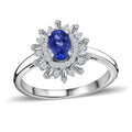 AAA Tanzanite and White Zircon Starburst Ring in Platinum Over Sterling Silver (Size 10.0) 0.90 ctw - Sticky add to cart bar
