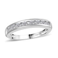 Moissanite Half Eternity Band Ring in Platinum Over Sterling Silver (Size 10.0) 0.50 ctw