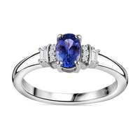 AAA Tanzanite, White Zircon Ring in Platinum Over Sterling Silver (Size 10.0) 0.60 ctw