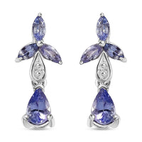 Tanzanite Dangle Earrings in Platinum Over Sterling Silver 1.35 ctw