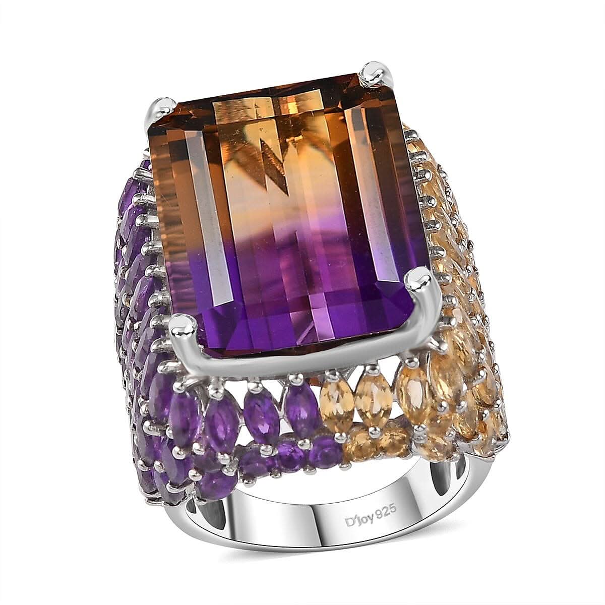 AAA Anahi Ametrine, Multi Gemstone Ring in Platinum Over Sterling Silver (Size 10.0) (Del. in 10-12 Days) 38.75 ctw