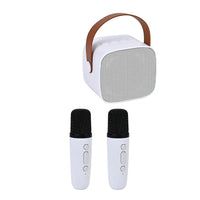 White Mini Speaker with 2 Wireless Microphone with Bluetooth