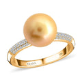 Certified & Appraised Iliana 18K Yellow Gold AAA South Sea Golden Pearl and G-H SI Diamond Ring (Size 10.0) 0.19 ctw - Sticky add to cart bar