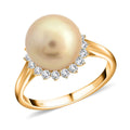 Certified & Appraised Iliana 18K Yellow Gold AAA South Sea Golden Pearl (8.5-8.9mm), Diamond (G-H, SI) Ring (Size 10.0) 0.33 ctw - Sticky add to cart bar