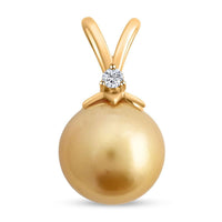 Certified & Appraised Iliana 18K Yellow Gold AAA South Sea Golden Pearl and G-H SI Diamond Pendant