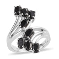Thai Black Spinel Bypass Ring in Stainless Steel (Size 5.0) 2.50 ctw - Sticky add to cart bar