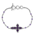 Karis African Amethyst Cross Bracelet in Platinum Bond (6.50-8.00In) 4.40 ctw - Sticky add to cart bar