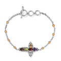 Karis Multi Gemstone Cross Bracelet in Platinum Bond (6.50-8.00In) 4.50 ctw - Sticky add to cart bar